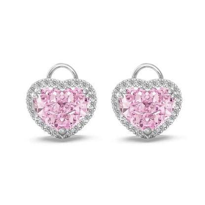 KAKODIY Stock Luxury Jewelry Stud Earrings Sterling Silver 925 Sterling Silver Pink 8A Zircon Heart Stud Earrings