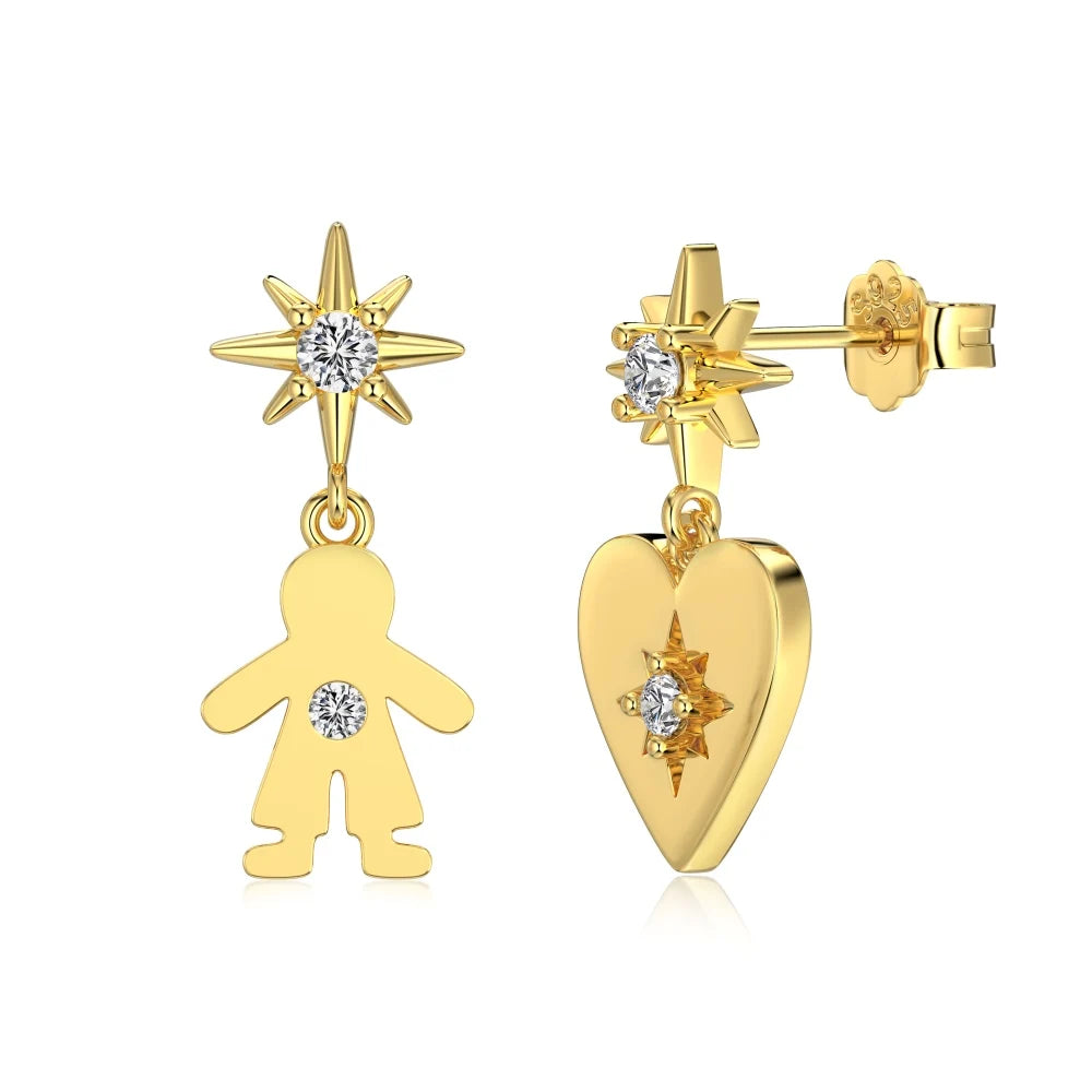 KAKODIY Sterling Silver Heart Boy Stud Earrings 5A Cubic Zirconia Hypoallergenic Sensitive Ears Perfect Valentine's Day Gift
