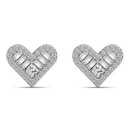 KAKODIY 925 Gorgeous Sterling Silver Heart Stud Earrings, Zirconia Paving 14K Gold Plated Earrings
