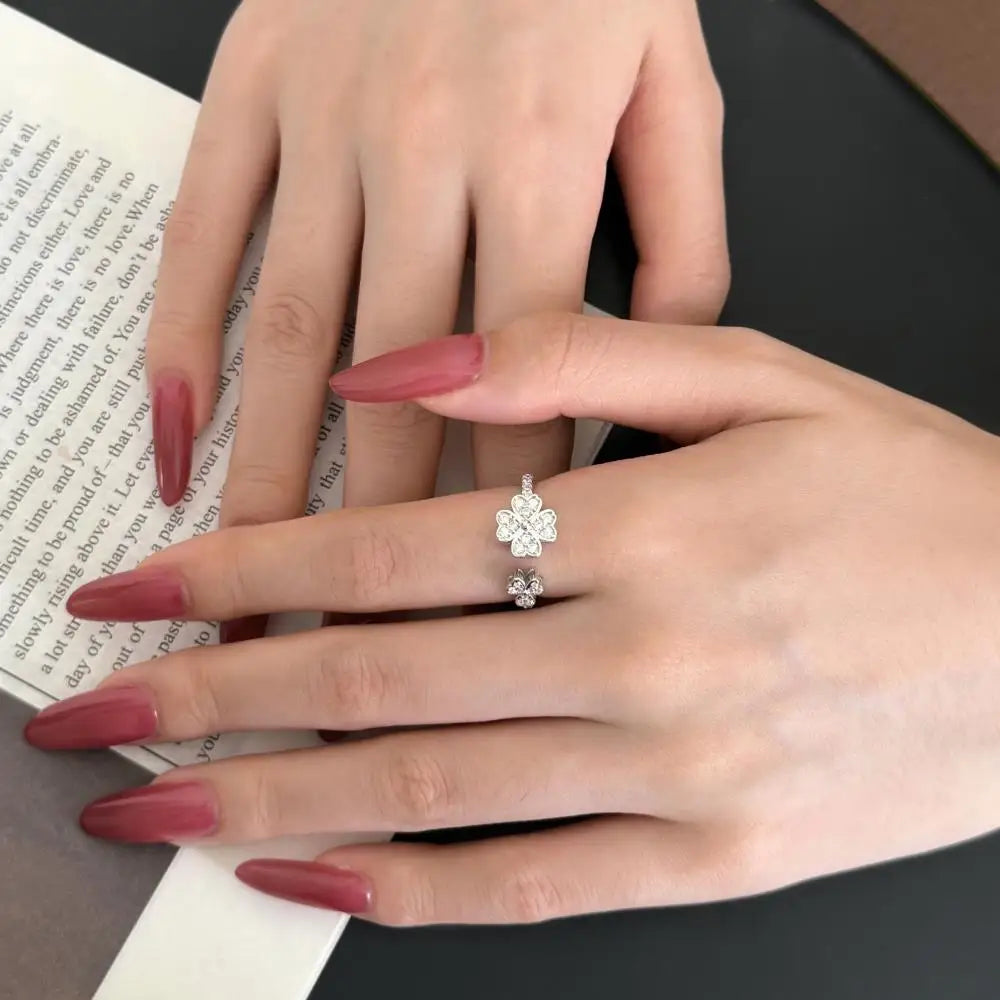 925 Sterling Silver Clover Bridal Engagement Ring product image 4