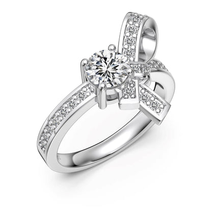 925 Silver Heart CZ Engagement Ring DY121538 product image 7