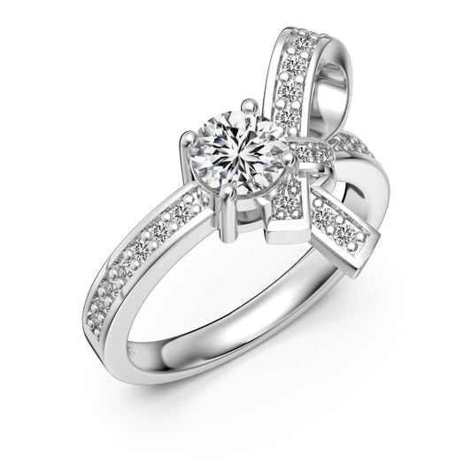 925 Silver Heart CZ Engagement Ring DY121538 product image 7