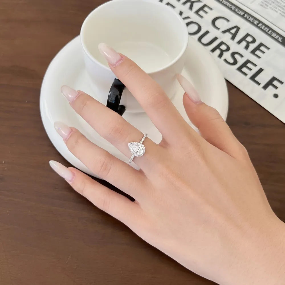 925 Silver Teardrop 5A CZ Engagement Ring DY121465 product image 4