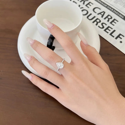 925 Silver Teardrop 5A CZ Engagement Ring DY121465 product image 4