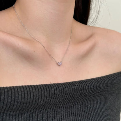 Minimalist Design Fashion Jewelry S925 Silver Rhodium 18K Gold Plated Tiny Love Heart Pendant Necklaces with 5A Zirconia