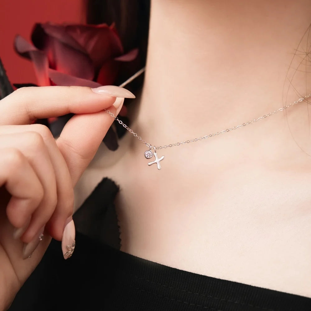 925 Sterling Silver X Initial 5A CZ Necklace product image 3