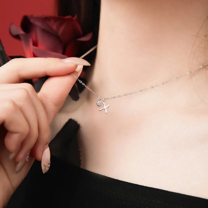 925 Sterling Silver X Initial 5A CZ Necklace product image 3
