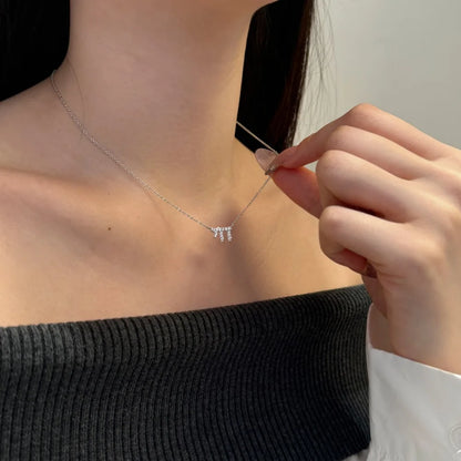 Unique Design Jewellery Women S925 Silver Link Chain Math Symbol M Alphabet 5A Cubic Zirconia Women Pendant Necklaces