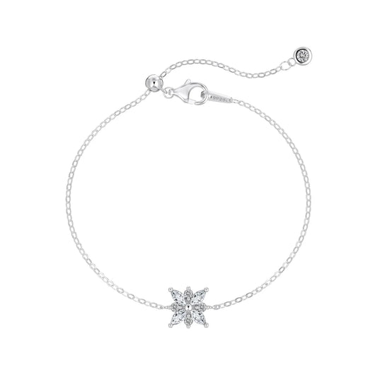 925 Sterling Silver Snowflake 5A CZ Chain Bracelet by KAKODIY