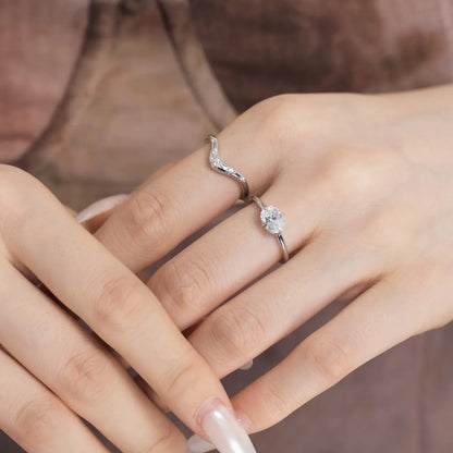 925 Sterling Silver Geometric CZ Stacking Ring product image 2