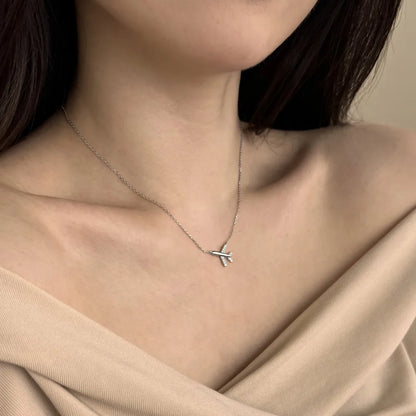 Luxury Tarnish Free S925 Sterling Silver 18K Gold Plated Necklace Chain Fine Jewelry Airplane Pendant Necklaces for Women
