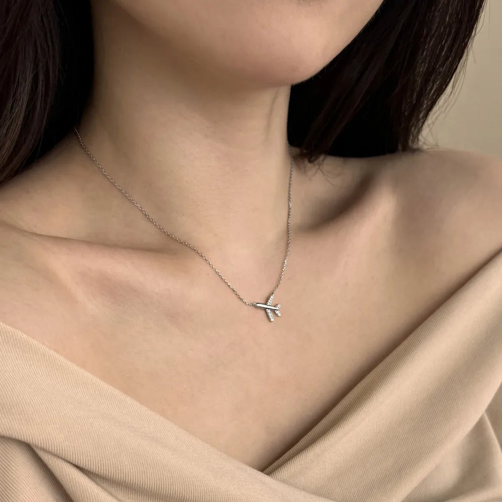 925 Silver Airplane Pendant Necklace DY190740 product image 5