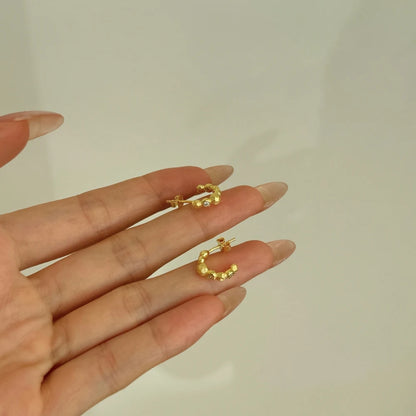 Stylish Personalized Design Jewelry Sterling Silver Brushed Surface Beaded 5A Zirconia Stud Earrings for Women Dress up