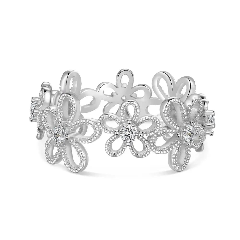 925 Silver Flower Engagement Ring DY121414 product image 7