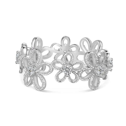925 Silver Flower Engagement Ring DY121414 product image 7