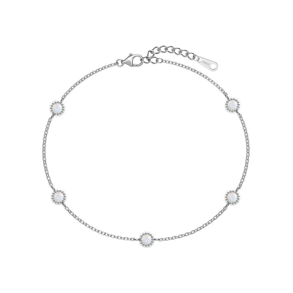 925 Sterling Silver Opal Chain Bracelet product image 8