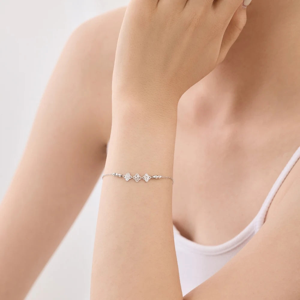 925 Sterling Silver Flower Chain Bracelet product image 6