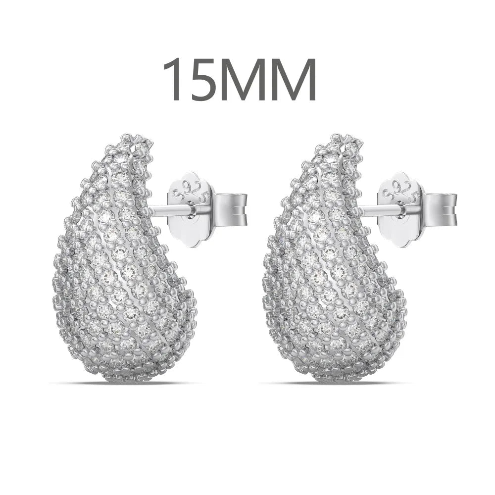 KAKODIY Luxury Jewelry Stud Earrings 14K Gold Plate Sterling Silver 925 Water Drop Earrings