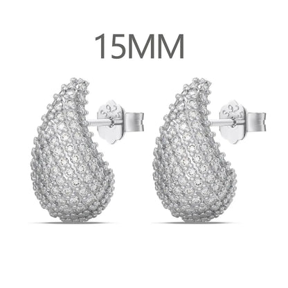 KAKODIY Luxury Jewelry Stud Earrings 14K Gold Plate Sterling Silver 925 Water Drop Earrings