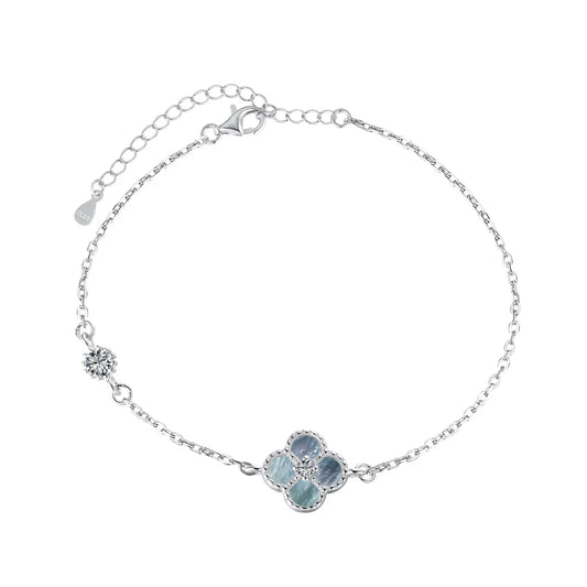 925 Sterling Silver Clover Charm Bracelet by KAKODIY