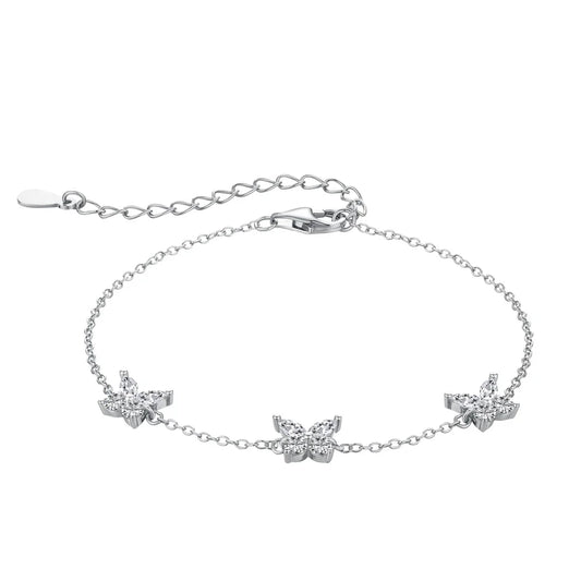 925 Sterling Silver Butterfly CZ Bracelet by KAKODIY