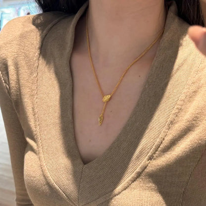 High-End Stable Jewelry Thick 22K Gold Plated Hanging Hour Hand Pendant Necklace