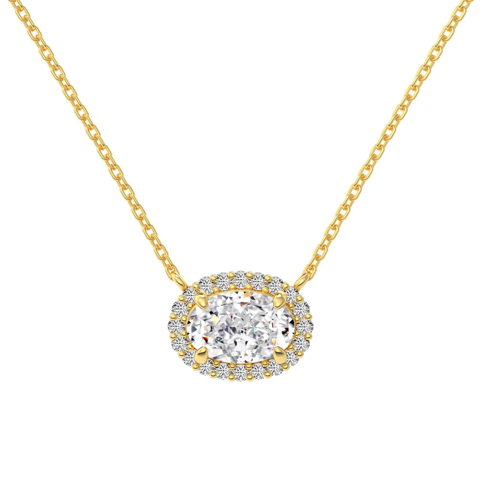 Hot Sale High Quality S925 Silver Jewelry Round Oval 8A Cz Zirconia Pendant Necklace 18K Gold Plated Necklaces for Women
