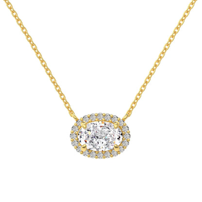 Hot Sale High Quality S925 Silver Jewelry Round Oval 8A Cz Zirconia Pendant Necklace 18K Gold Plated Necklaces for Women