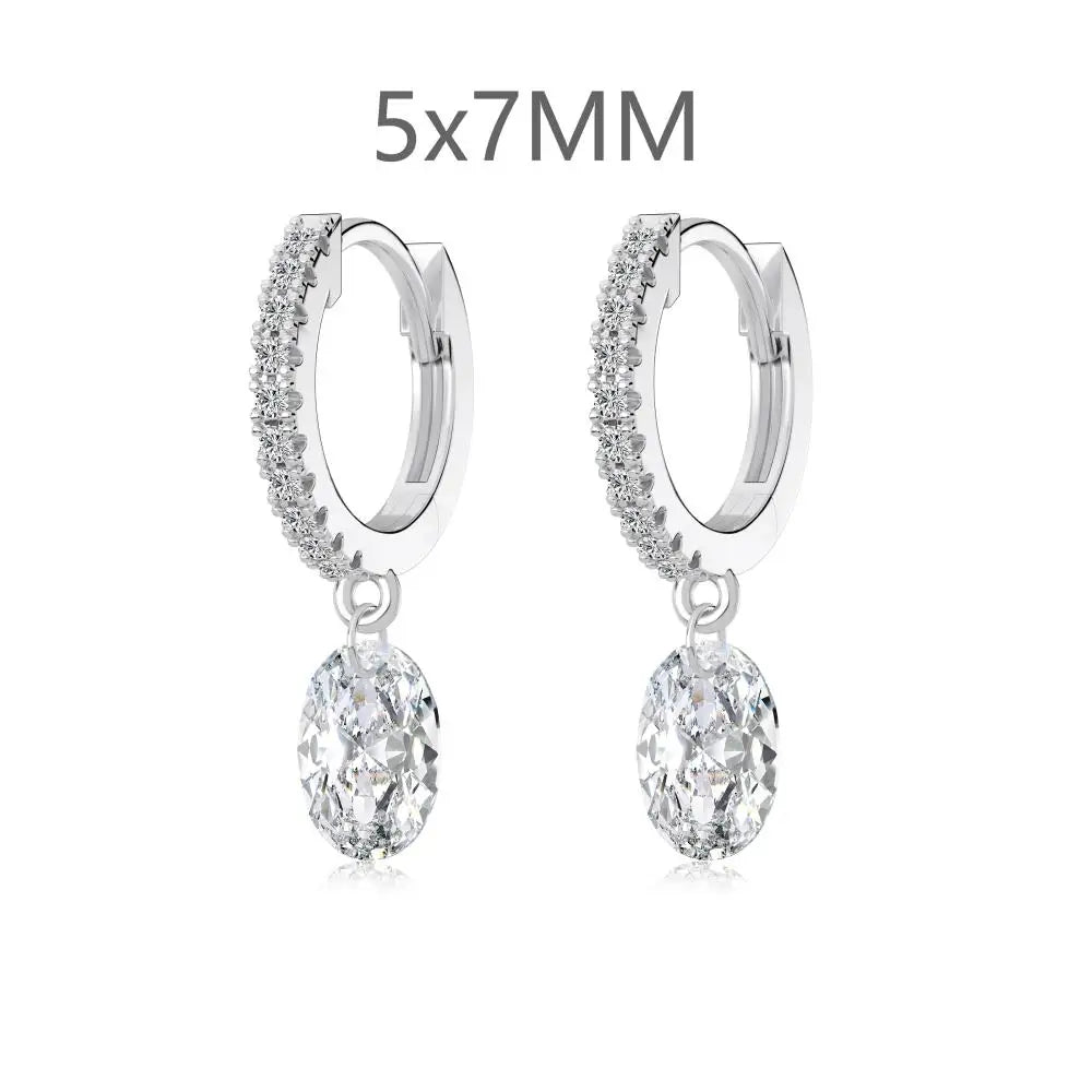 KAKODIY Oval Zircon Pendant 14K Gold Plated Earrings 925 Sterling Silver Fine Jewelry Earrings