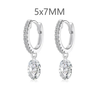 KAKODIY Oval Zircon Pendant 14K Gold Plated Earrings 925 Sterling Silver Fine Jewelry Earrings