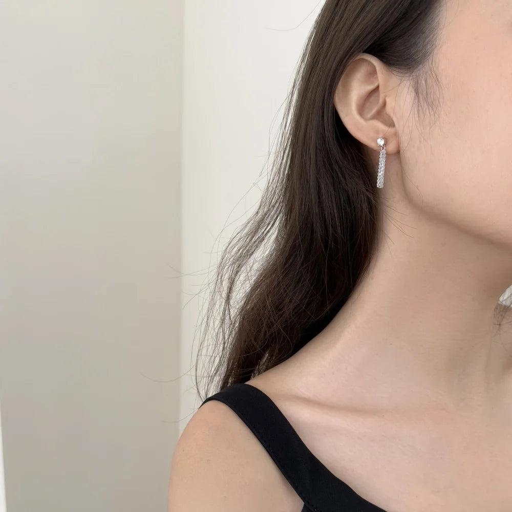 KAKODIY 5A Cubic Zirconia Earrings Hanging Women Shiny 925 Sterling Silver Hanging Long Chandelier Earrings Tassel Lightweight Stud Earrings - product image 3