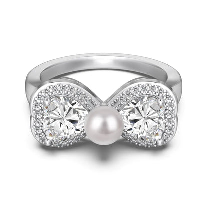 925 Sterling Silver Heart Pearl Engagement Ring by KAKODIY