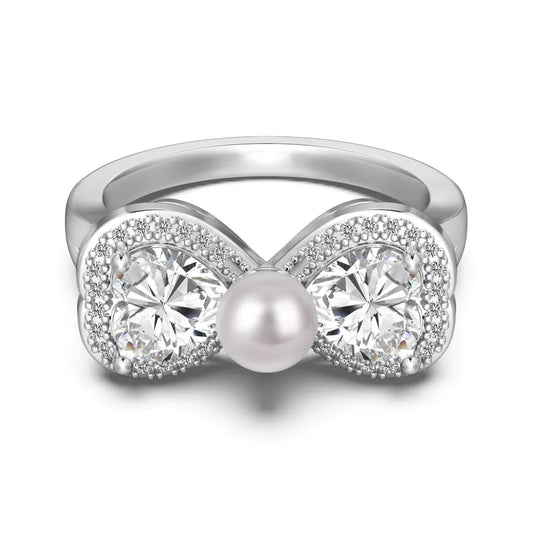 925 Sterling Silver Heart Pearl Engagement Ring by KAKODIY