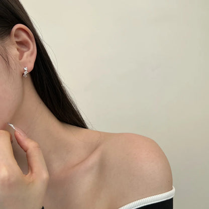 Tiny Delicate Women Jewelry Solid 925 Sterling Silver Rhodium Plated Multiple Shapes 5A Cubic Zirconia Hoop Earrings