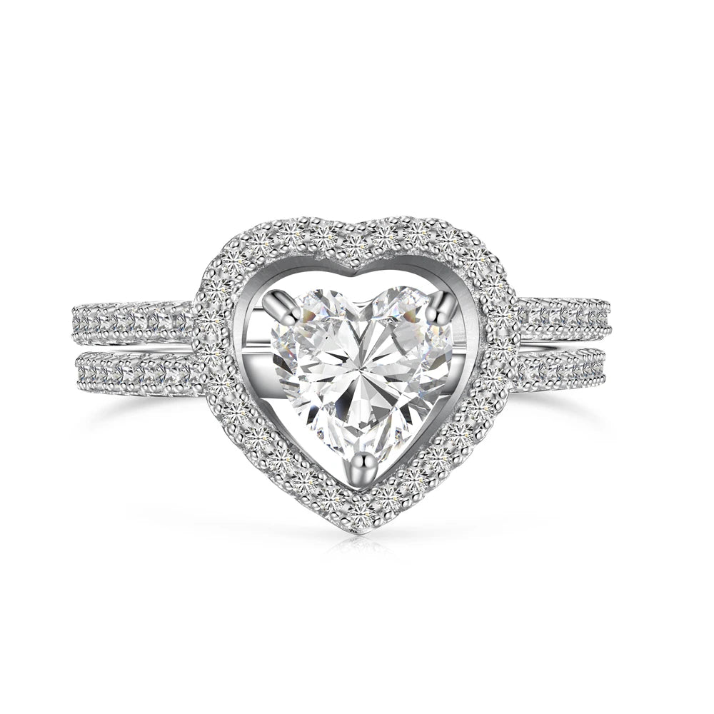 925 Silver Heart CZ Engagement Ring DY121048 by KAKODIY