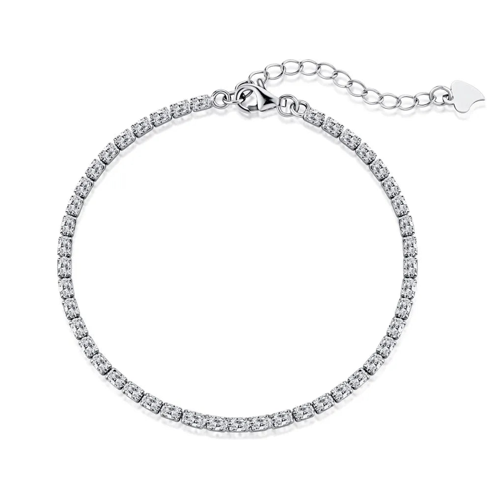 Unisex Weeding Series Unique Stackable Twinkle Zircons Engraved Box Chain 925 Sterling Silver Single Bracelets