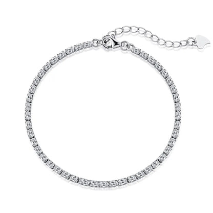 Unisex Weeding Series Unique Stackable Twinkle Zircons Engraved Box Chain 925 Sterling Silver Single Bracelets