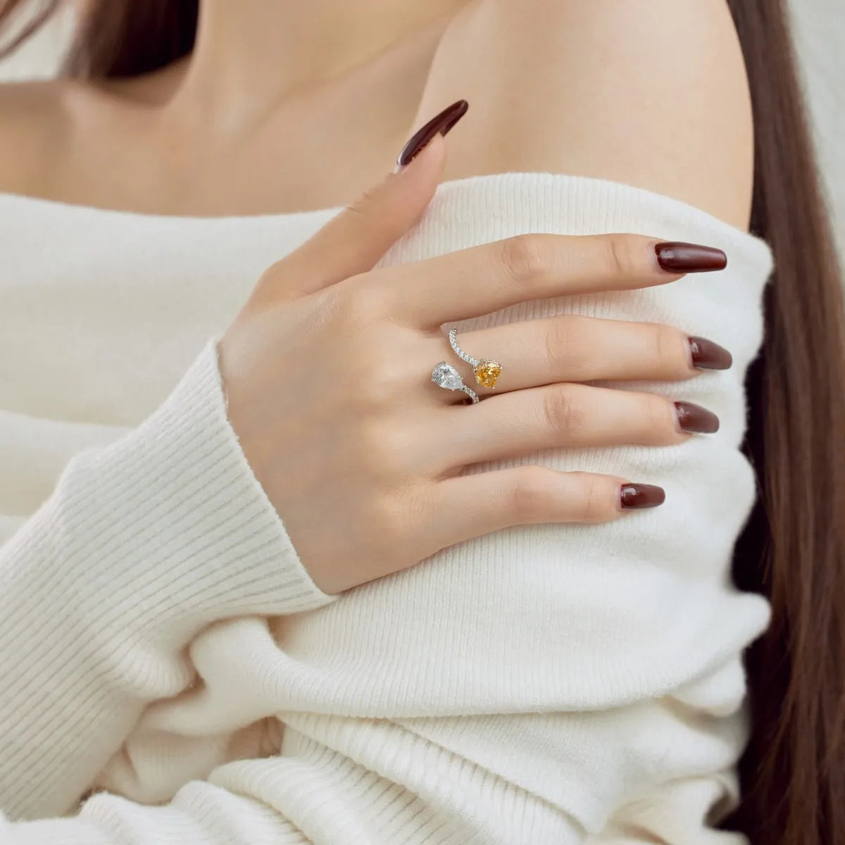 925 Sterling Silver Heart CZ Adjustable Ring product image 6