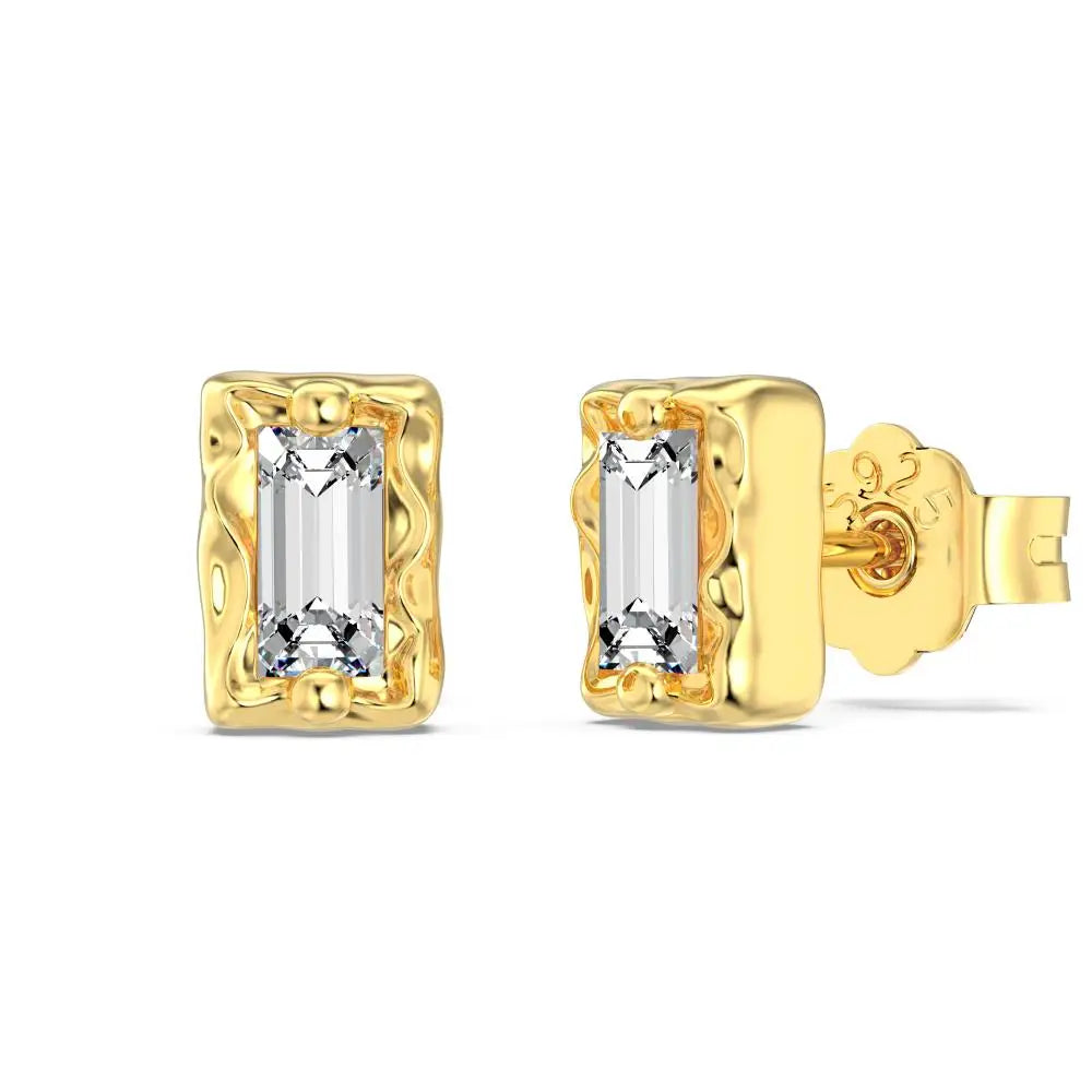 KAKODIY Elegant 925 Sterling Silver Stud Earrings, Emerald Cubic Zirconia 18K Gold Plated Sterling Silver Jewelry - product image 2