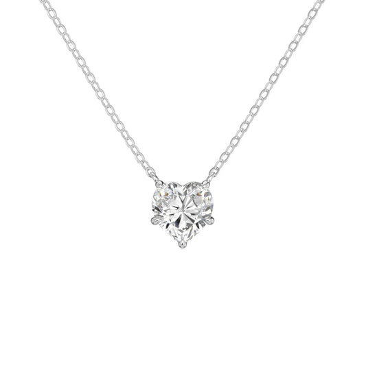 925 Silver Heart 5A CZ Pendant Necklace DY191706 by KAKODIY