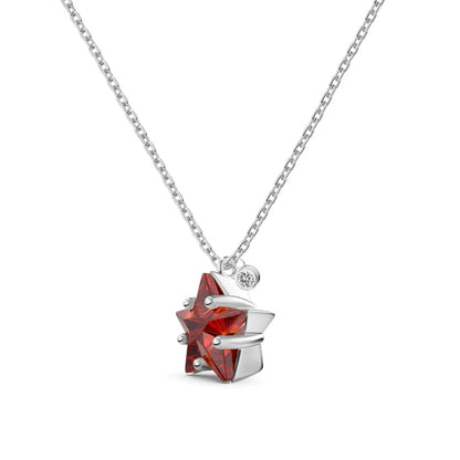 Luxurious Christmas Xmas Festival Gift Jewelry Sterling Silver 5A Cubic Zirconia Ruby Gemstone Star Pendant Necklaces