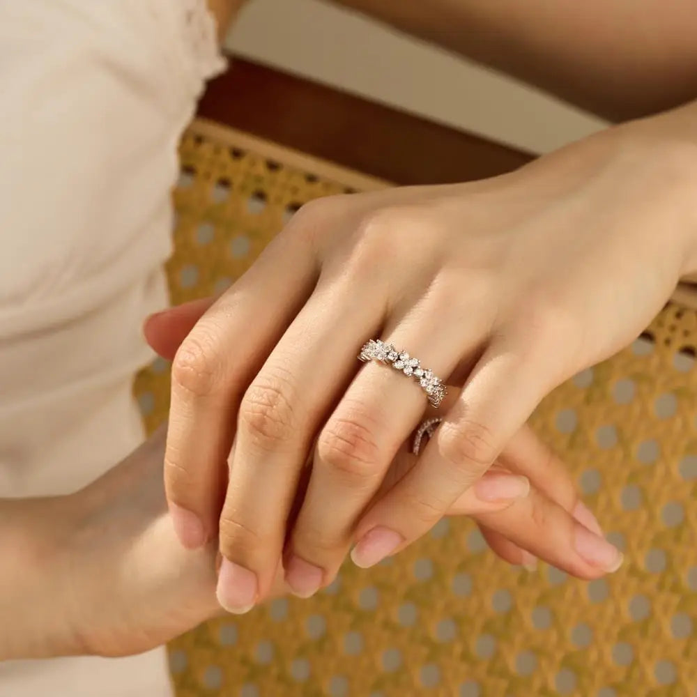 925 Sterling Silver Flower Bridal Engagement Ring product image 4