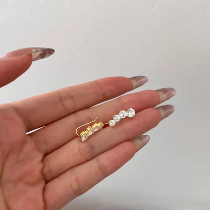 Classic Design Women Fashion Fine Jewelry Wholesale S925 Silver 5A Cubic Zirconia Baguette Circle Bar Shape Stud Earrings