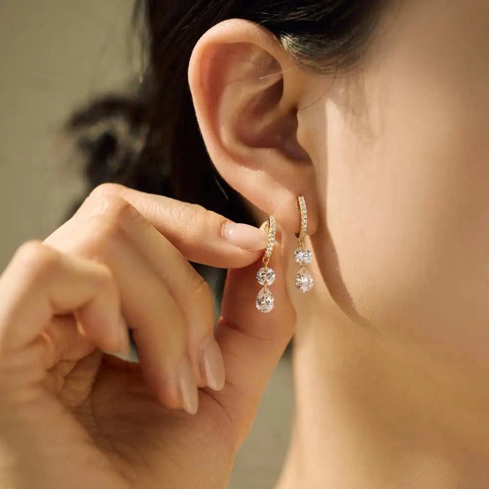 KAKODIY Luxury Zircon Drop Pendant 14K Gold Plated Earrings 925 Sterling Silver Fine Jewelry Earrings - product image 5