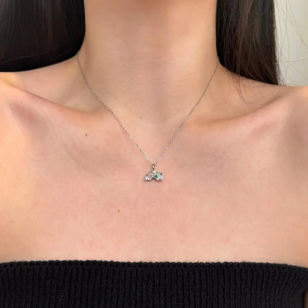 925 Sterling Silver Bow CZ Pendant Necklace product image 5