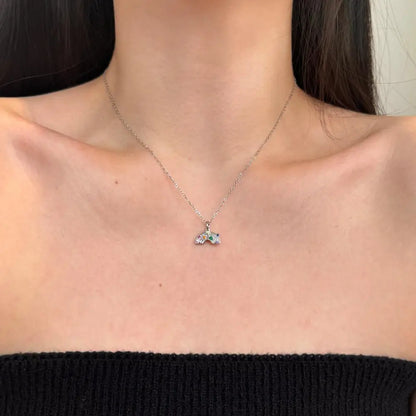 925 Sterling Silver Bow CZ Pendant Necklace product image 5