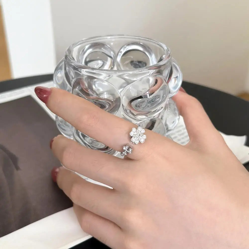 925 Sterling Silver Clover Bridal Engagement Ring product image 3