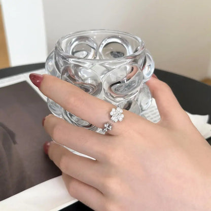 925 Sterling Silver Clover Bridal Engagement Ring product image 3