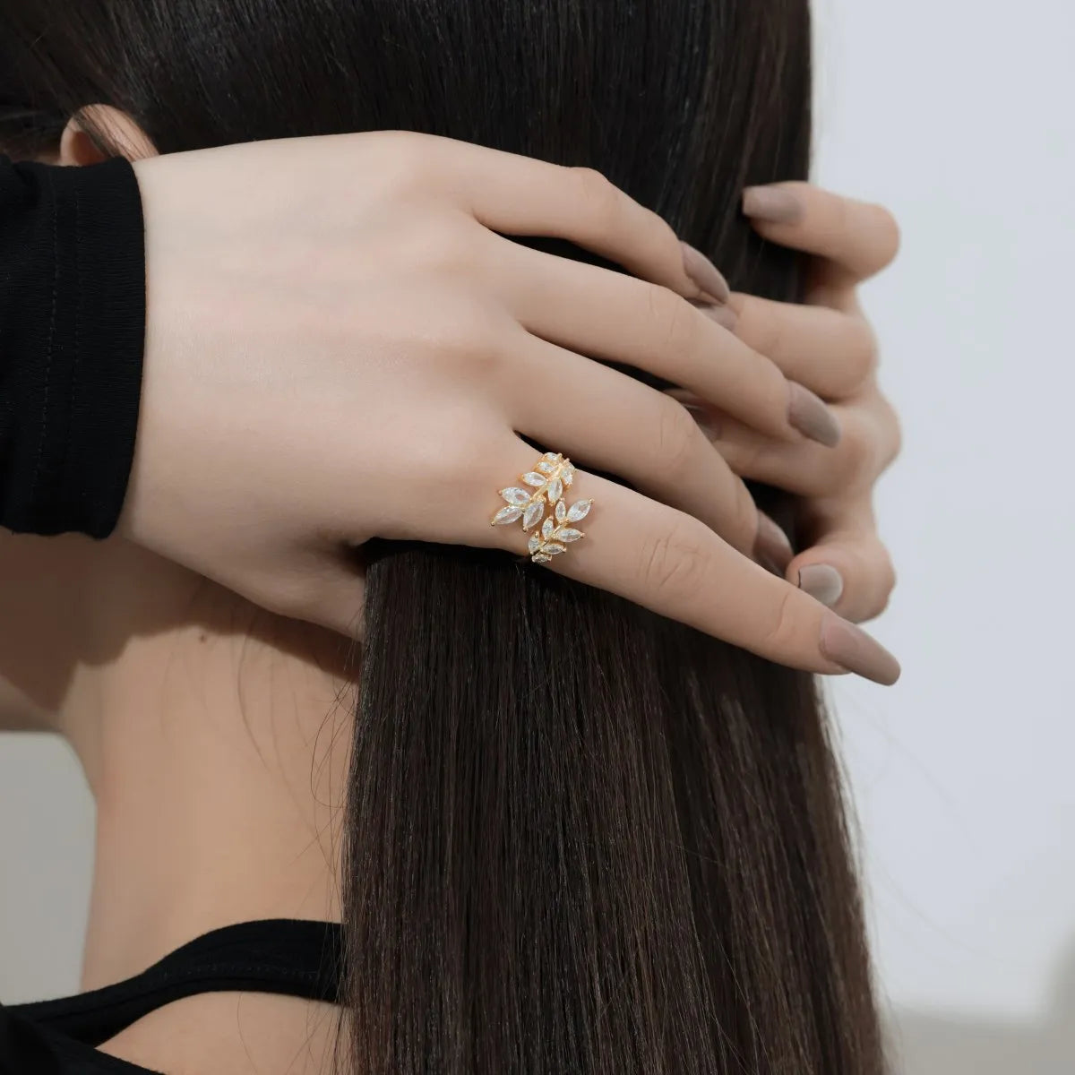 925 Sterling Silver Leaf CZ Personalized Ring product image 6