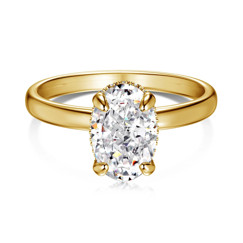 Jewelry Manufacturer Supplier S925 Silver Rhodium Plated Luxury Oval 8A Crushed Iced Out Cut Cubic Zirconia Women Ring